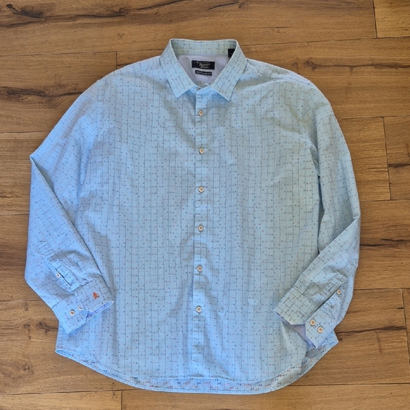 Penguin Heritage Slim Fit Light Blue Patterned Men's Shirt Sz 34/35 17 1/2 - Picture 1 of 11